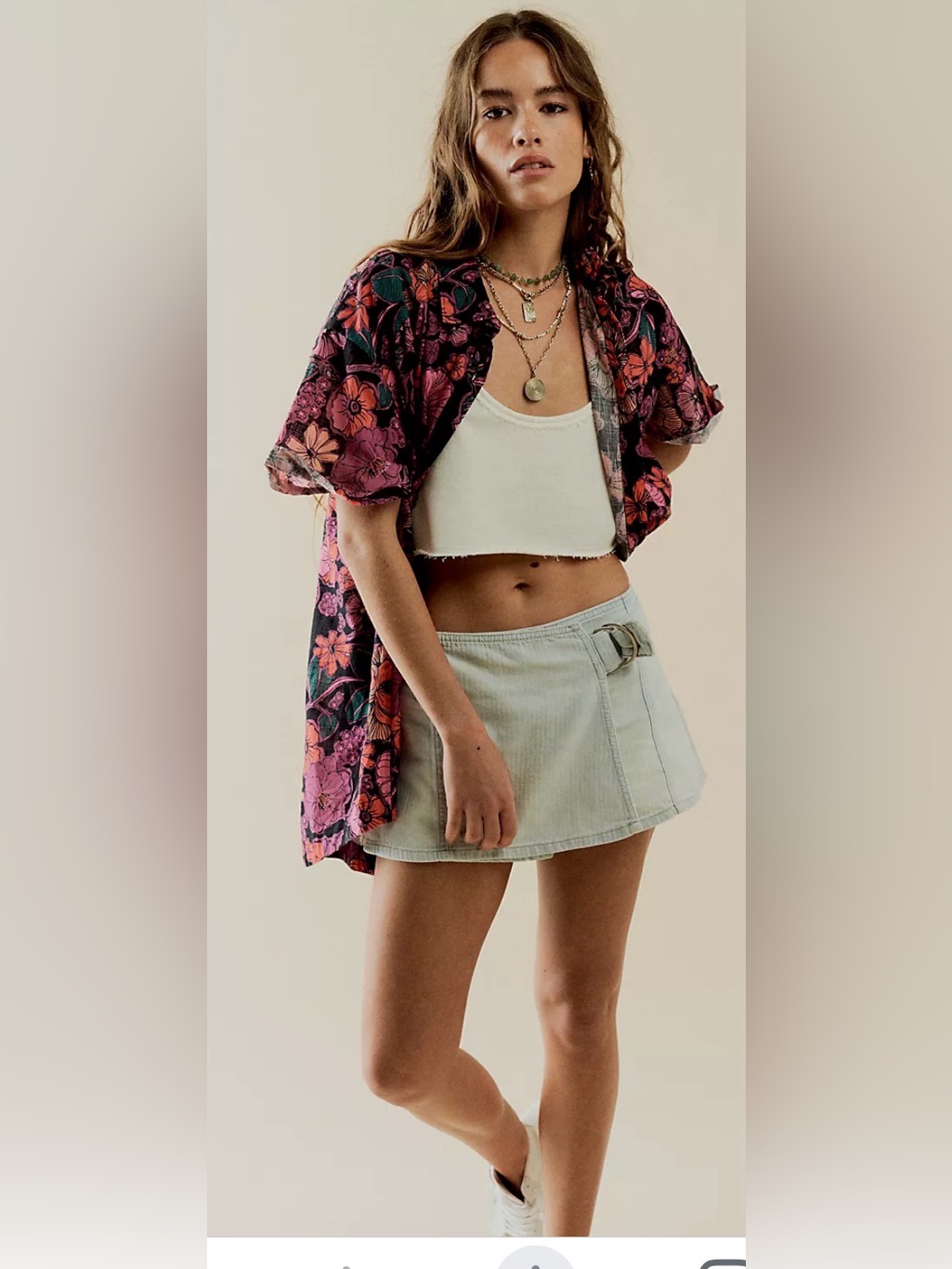 Free People Briar Skort Light Wash Mini Skort With Side Buckle N Shorts